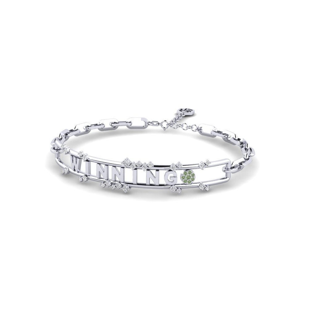 White Silver Green Diamond Paperclip Bracelet Raysas