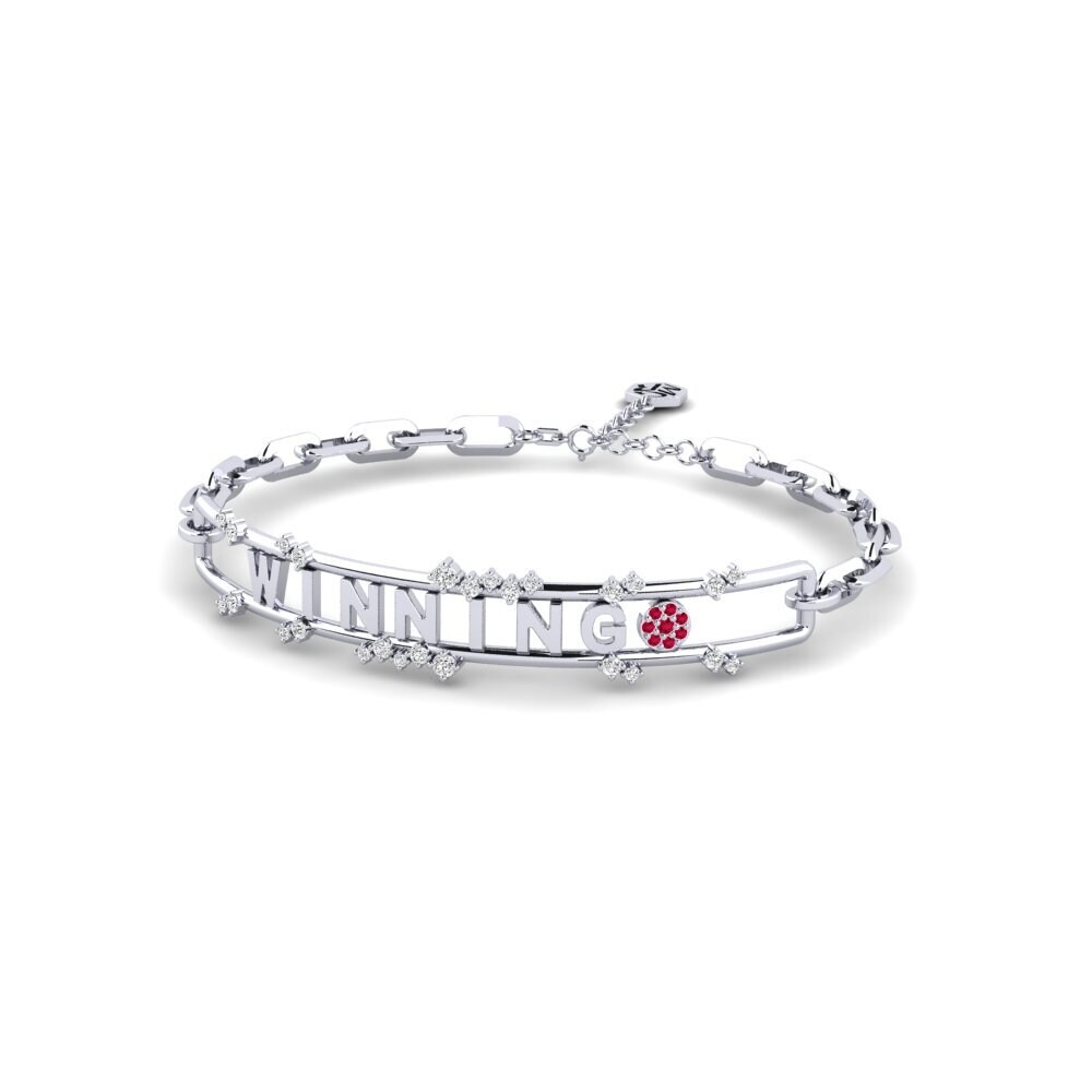 White Silver Ruby Paperclip Bracelet Raysas