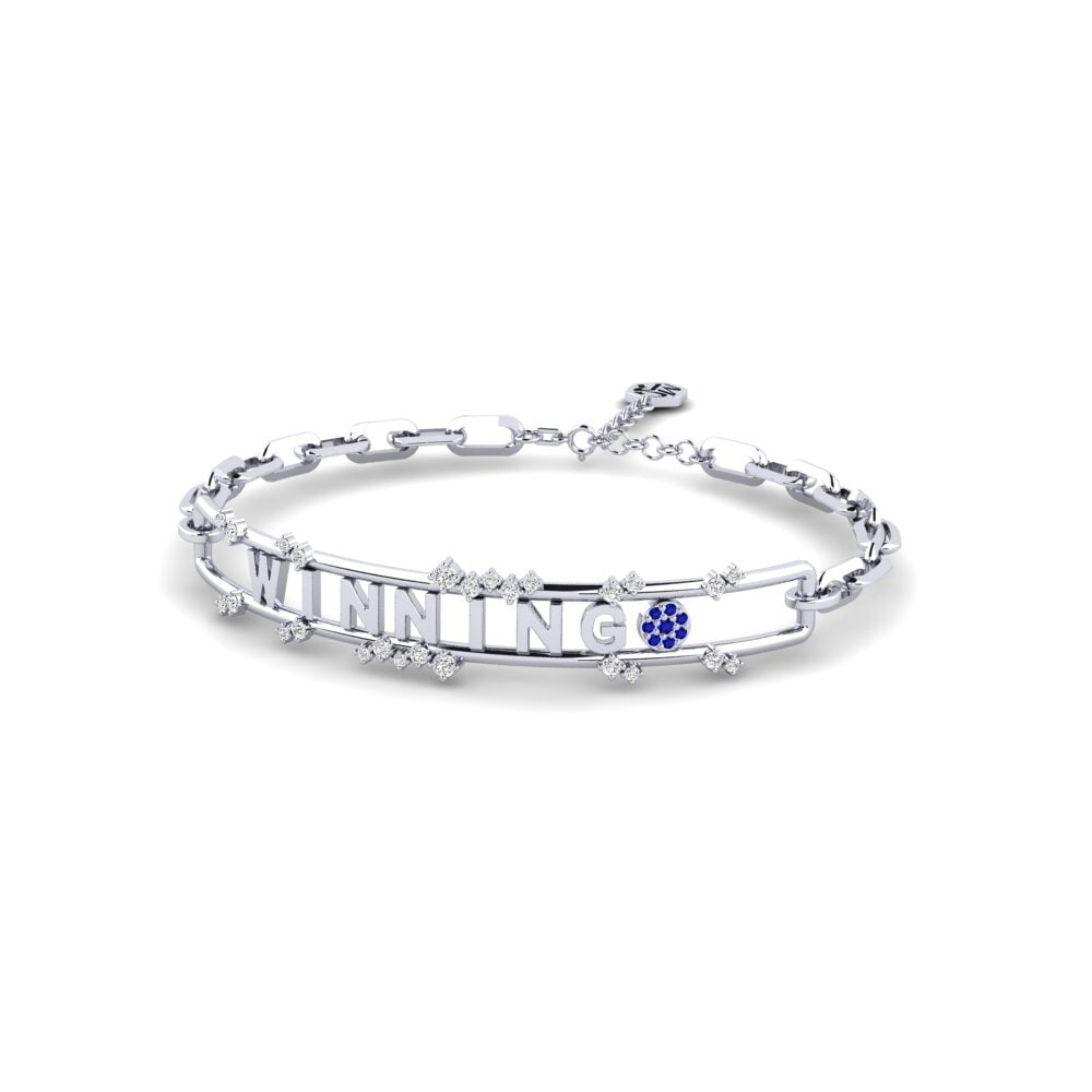 White Silver Sapphire Paperclip Bracelet Raysas