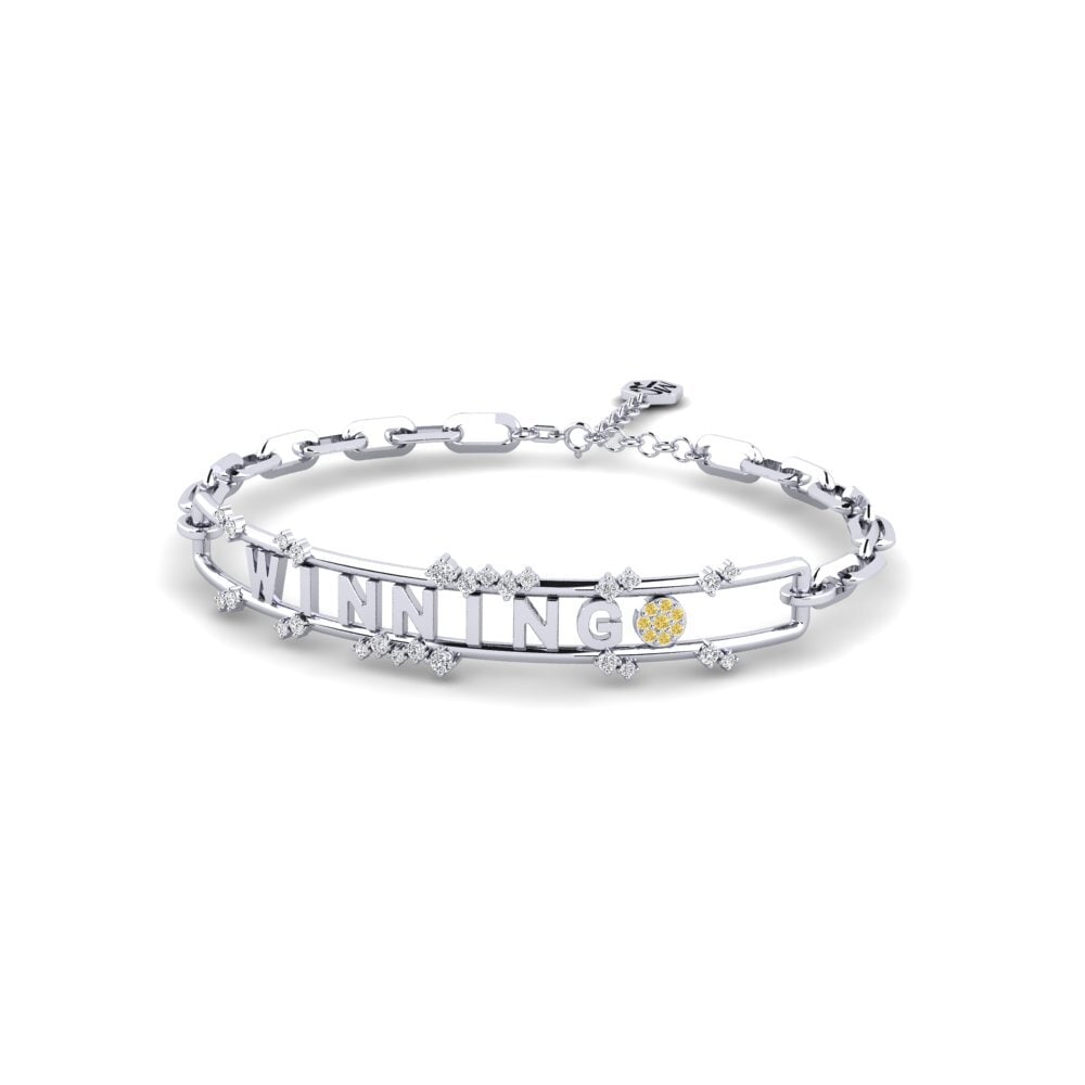 White Silver Yellow Diamond Paperclip Bracelet Raysas