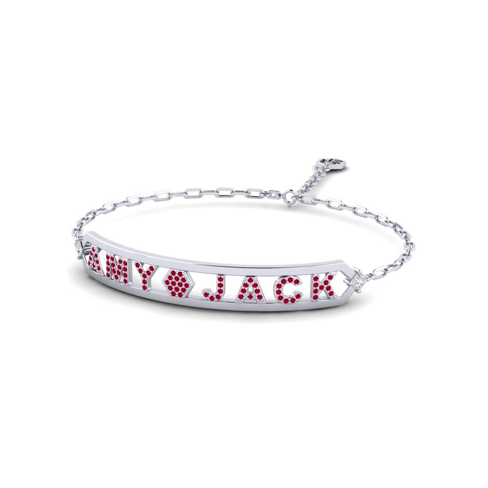 White Silver Ruby Women's Bracelet Rennaz