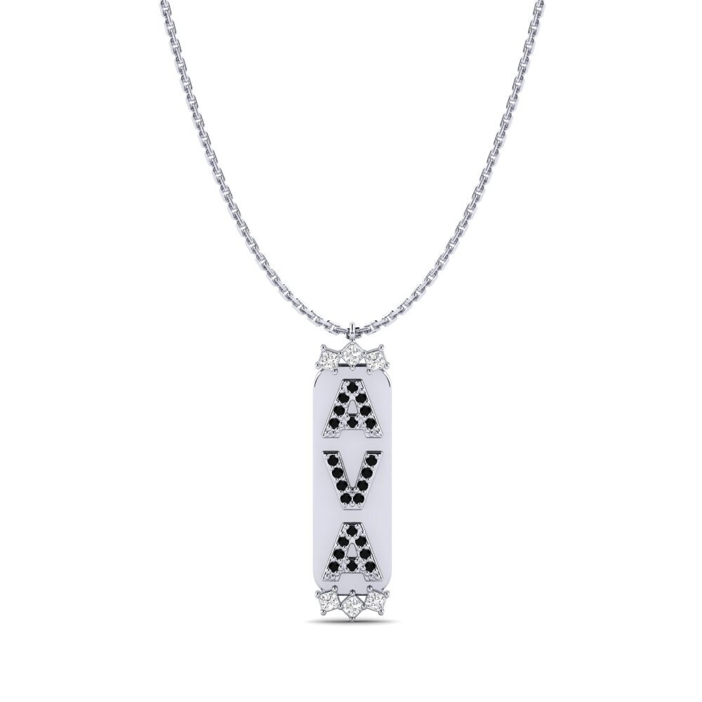 White Silver Black Sapphire Women's Pendant Rini