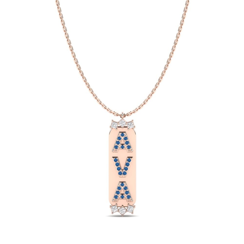18ct Rose Gold Dark Blue Zirconia Women's Pendant Rini