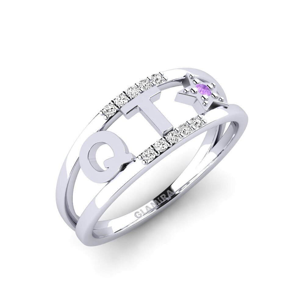 White Silver Amethyst Ring Rirai