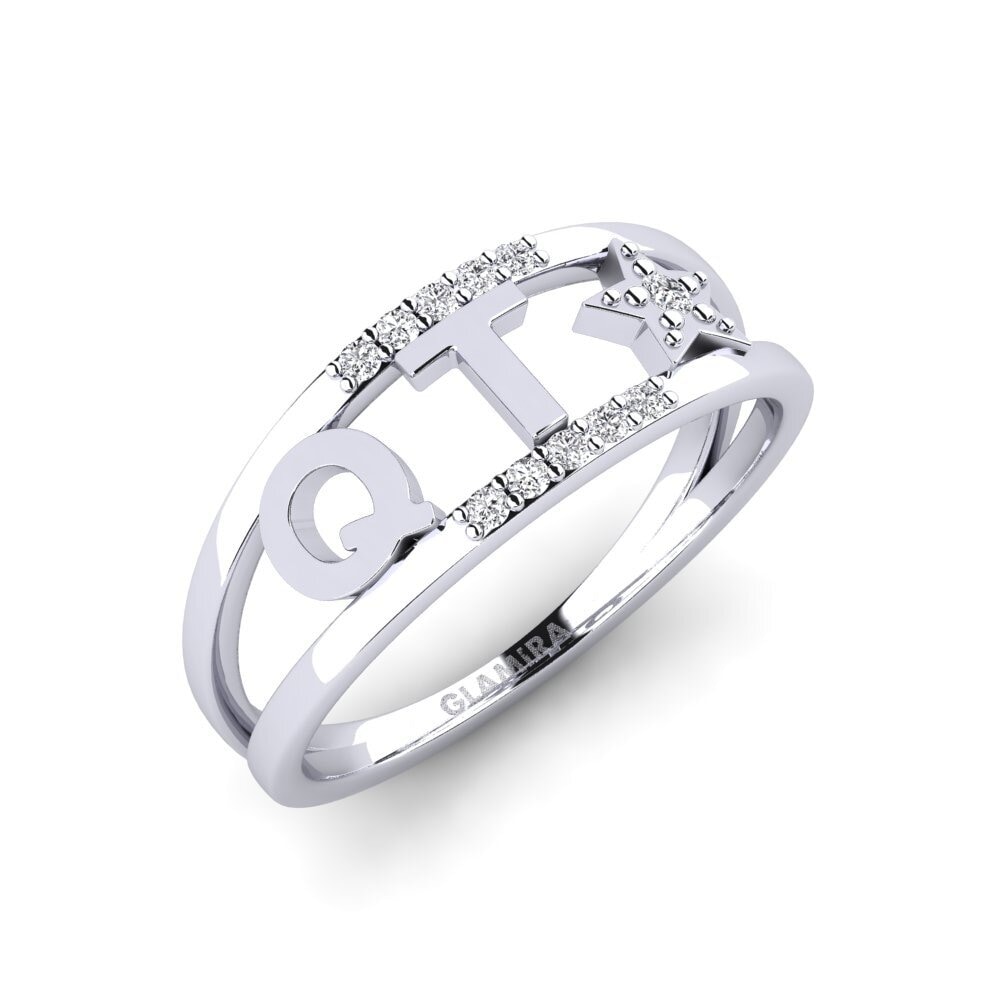 White Silver Diamond Ring Rirai