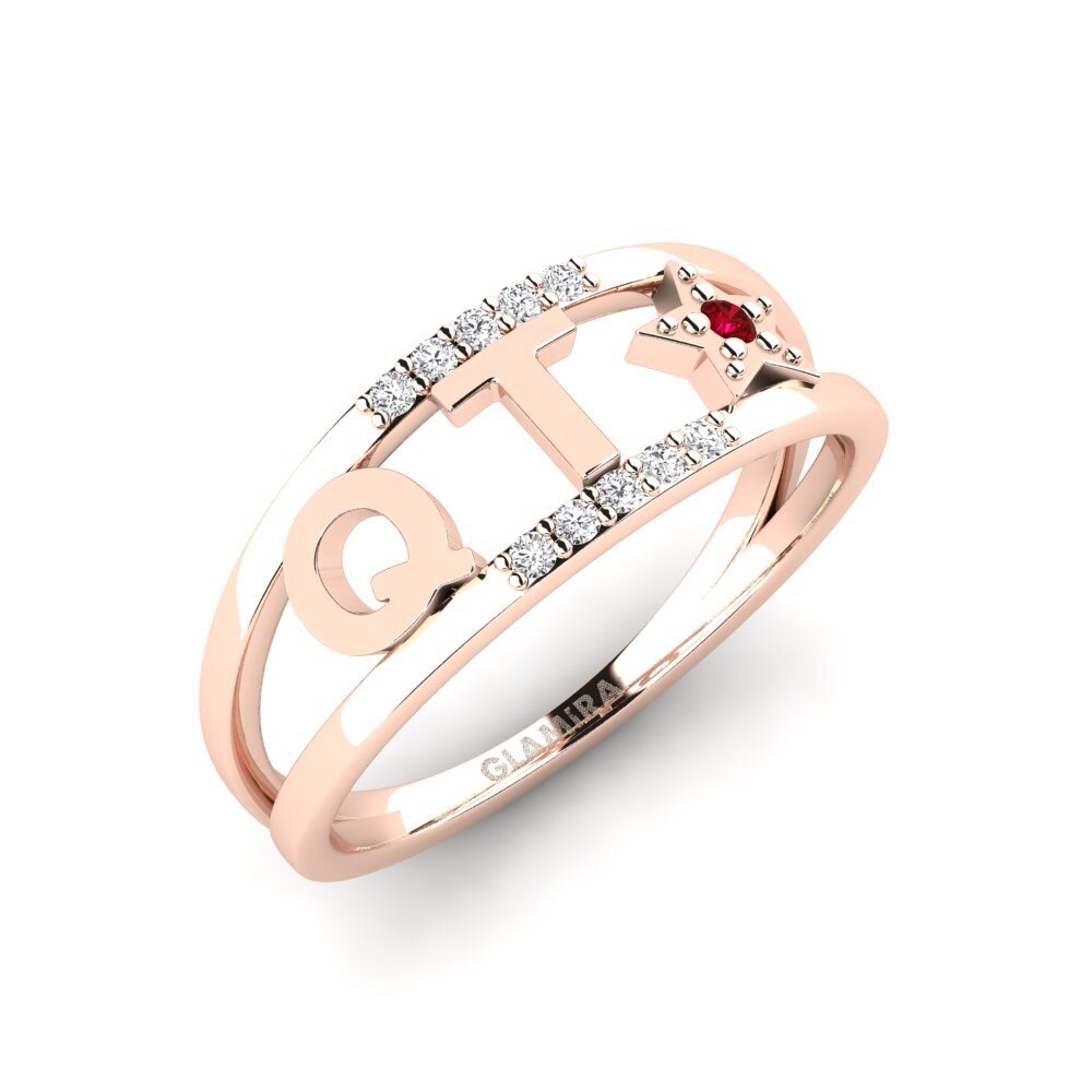 14k Rose Gold Red Zirconia Ring Rirai