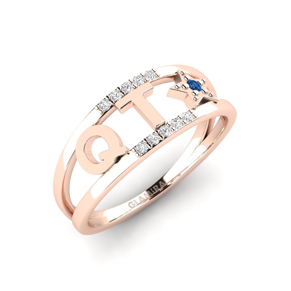 18ct Rose Gold Dark Blue Zirconia Ring Rirai