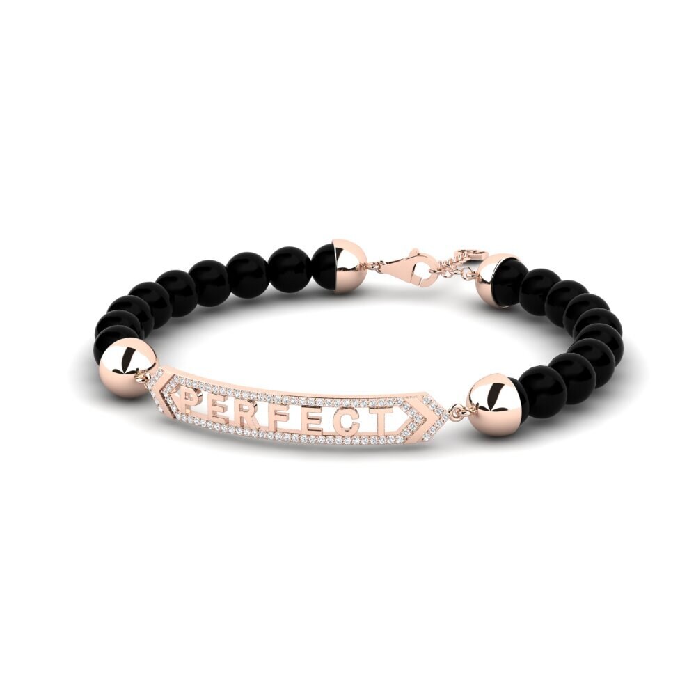 18k Oro Rosa Circonita Azul Oscuro Pulsera para hombre Romanel