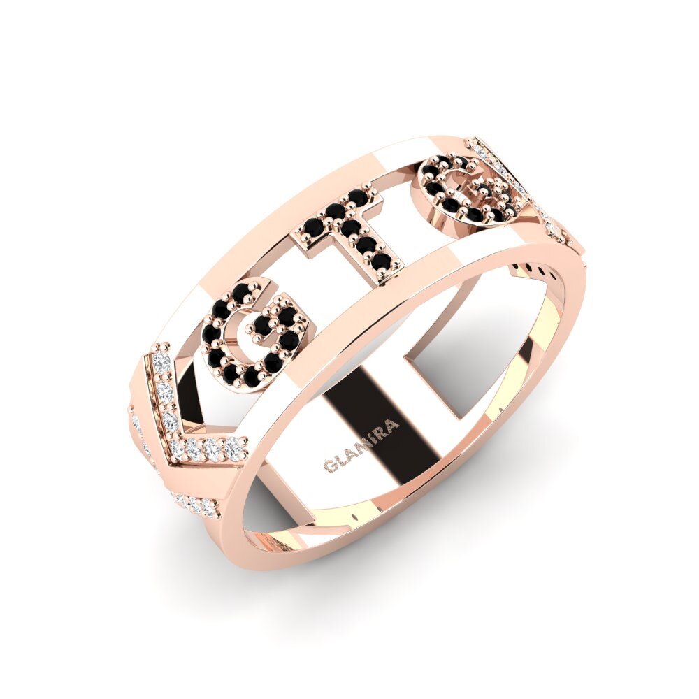18k Oro Rosa Zafiro negro Anillo de Hombre Roticcio