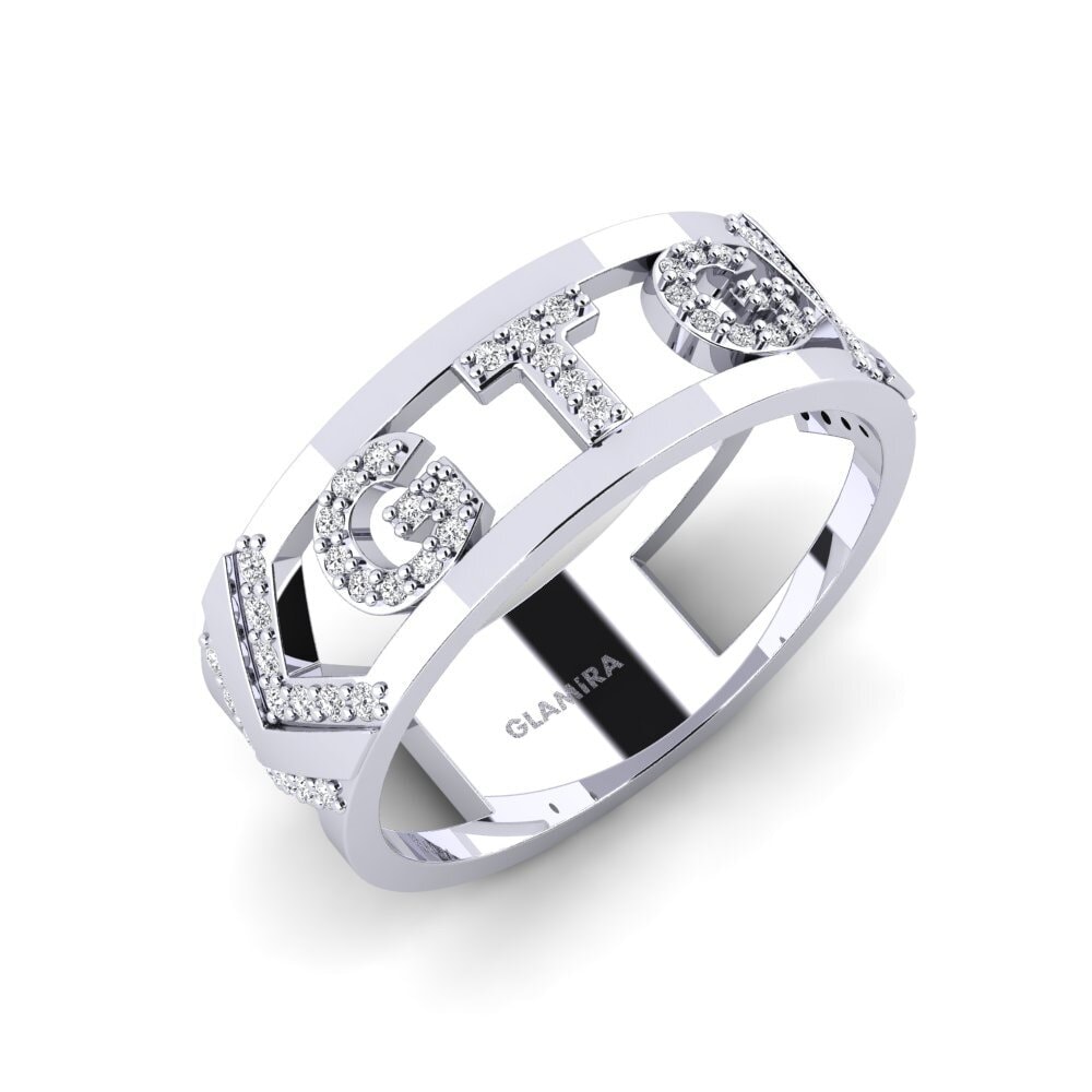 14k White Gold Diamond Men's Ring Roticcio