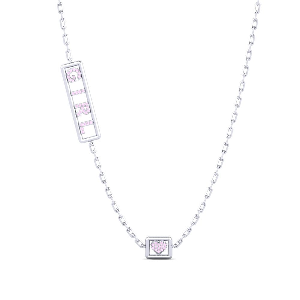 White Silver Pink Sapphire Women's Necklace Sachseln