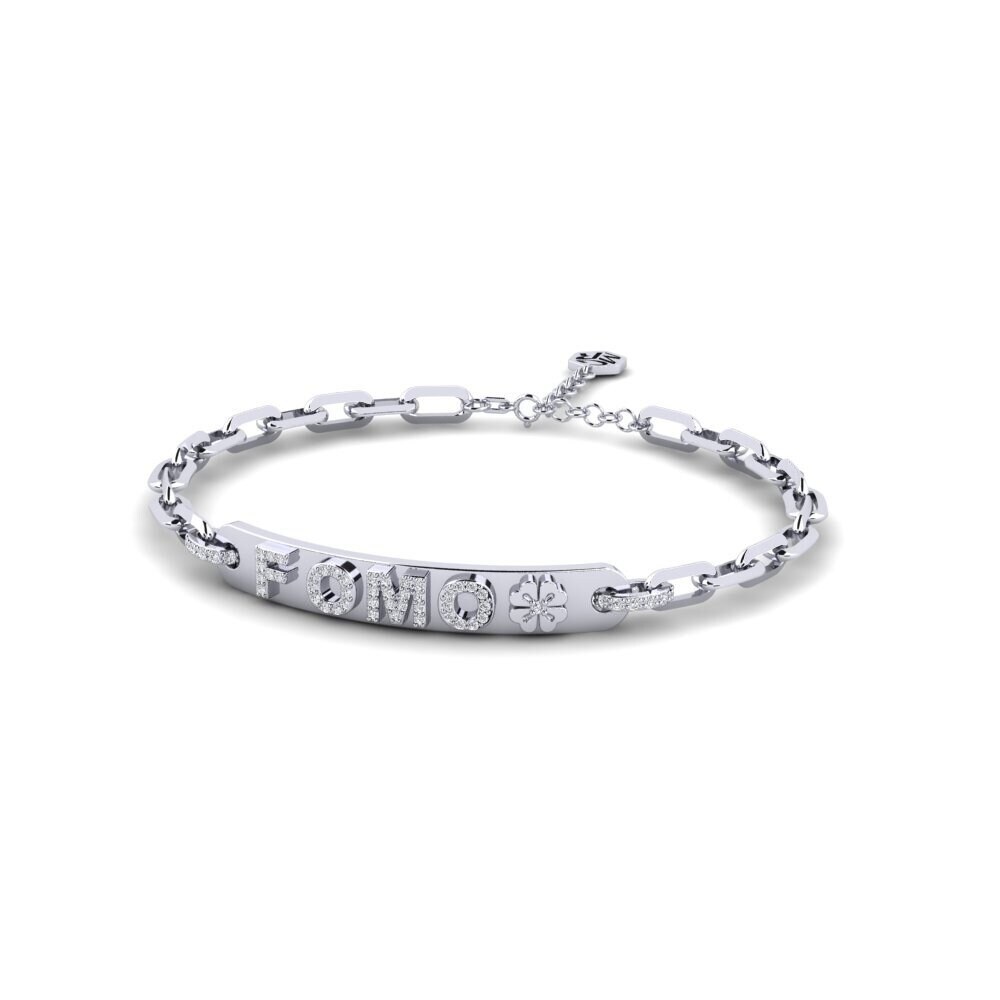 White Silver Diamond Paperclip Bracelet Sesipa