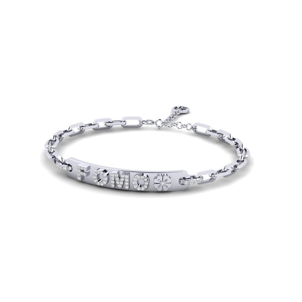 White Silver Moissanite Paperclip Bracelet Sesipa