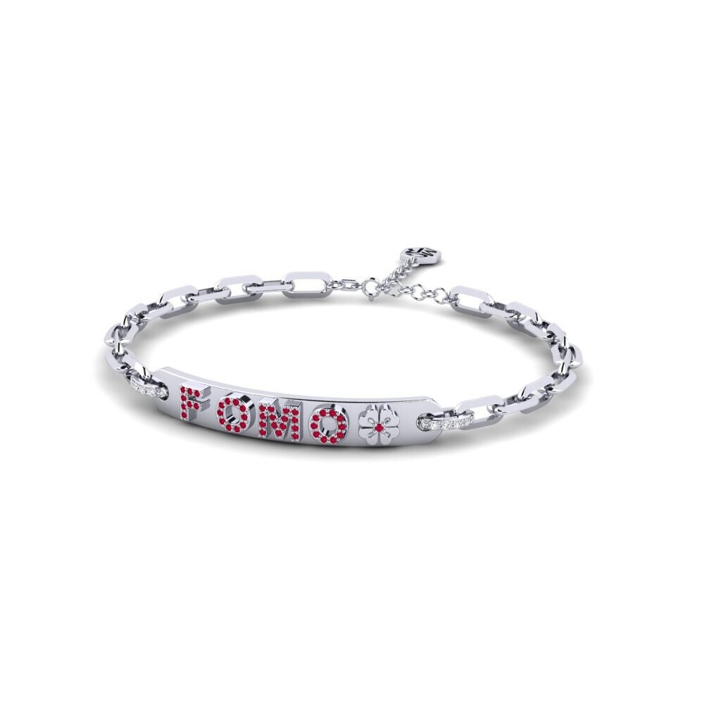 White Silver Ruby Paperclip Bracelet Sesipa