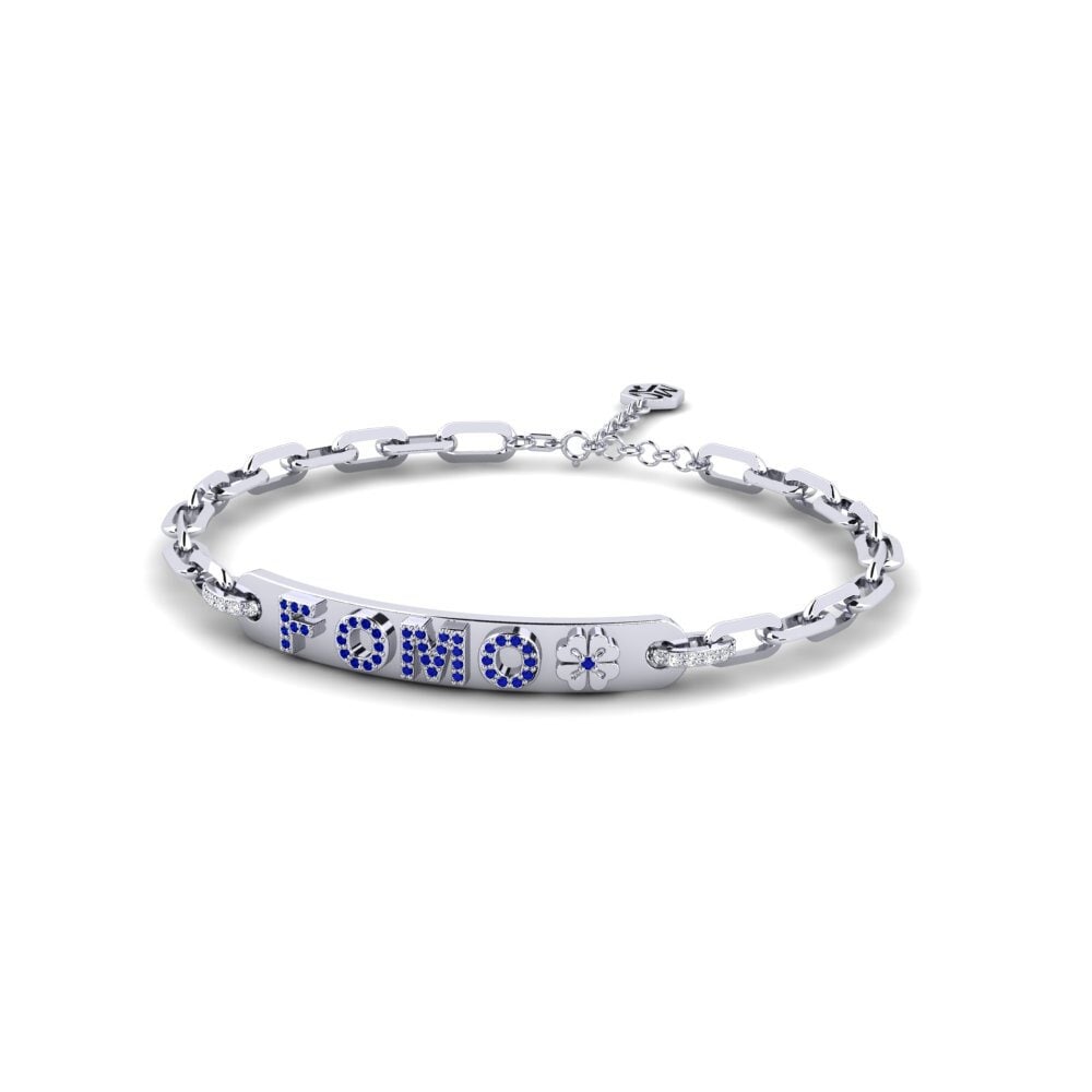 White Silver Sapphire Paperclip Bracelet Sesipa