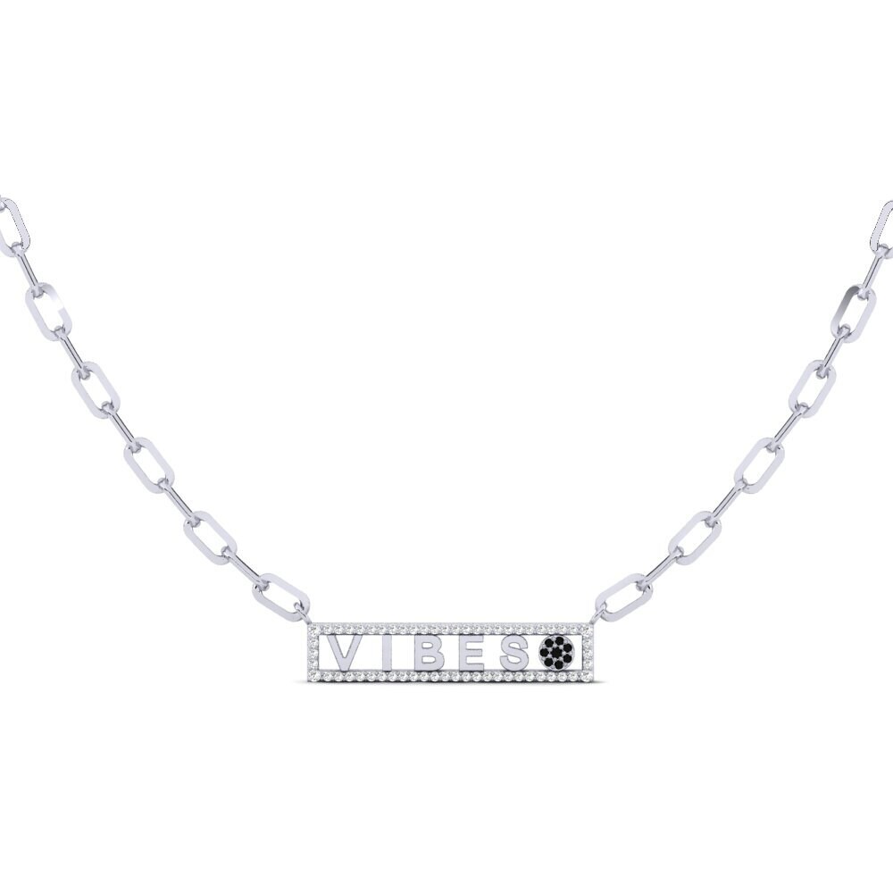 White Silver Black Sapphire Women's Necklace Seyia