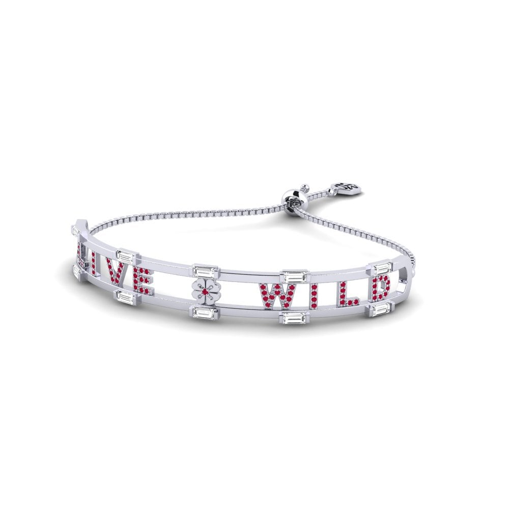 9k White Gold Ruby Women's Bracelet Sihe