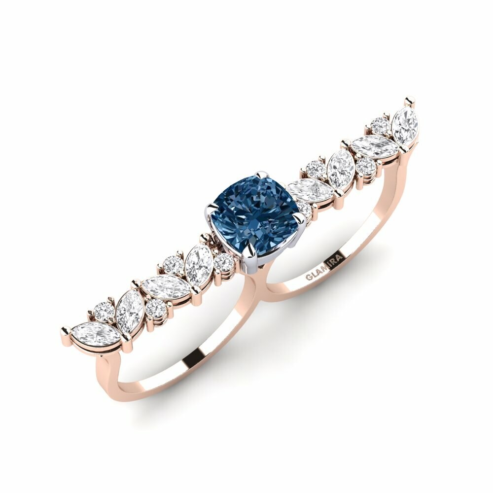 18k Rose & White Gold Blue Diamond Ring Aletsch