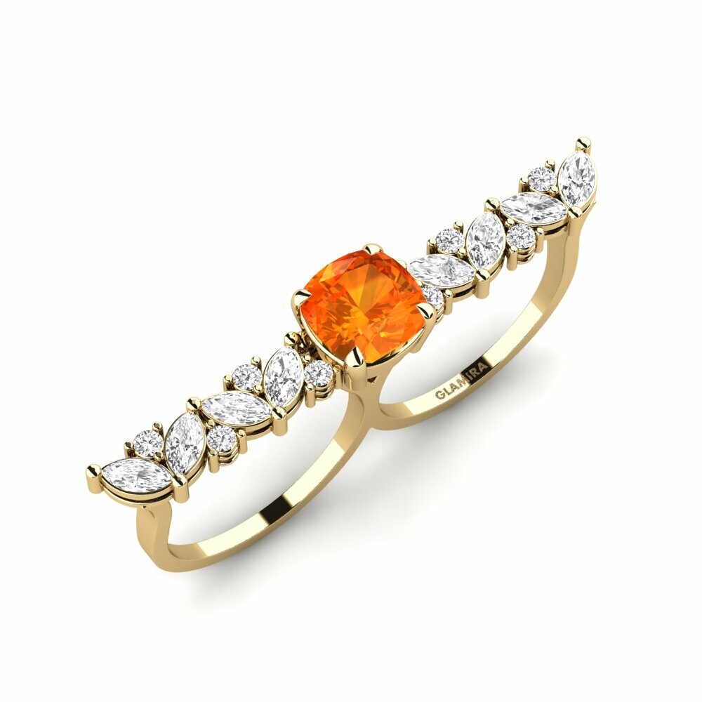 Or Jaune 18k Saphir orange Bague Aletsch