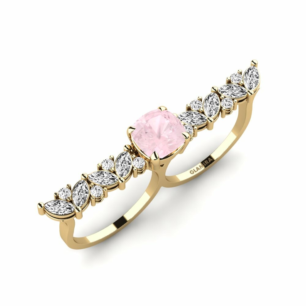 Or Jaune 18k Quartz Rose Bague Aletsch