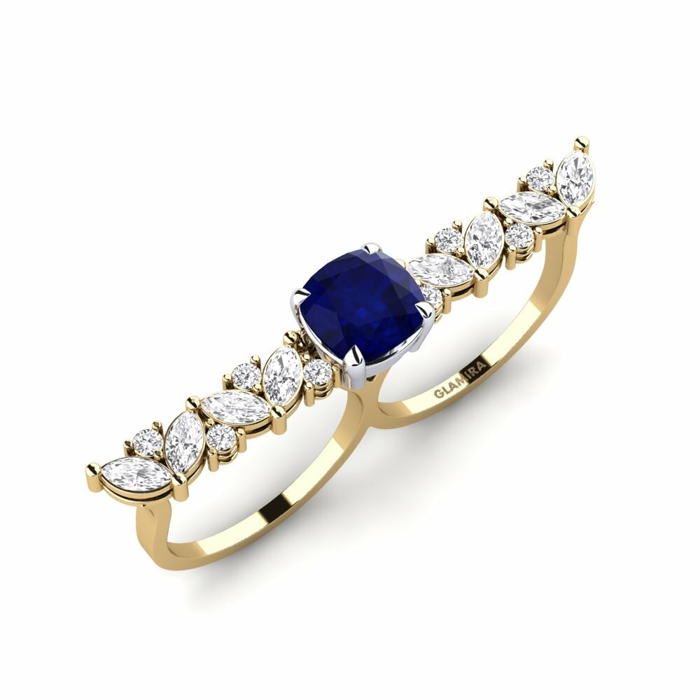 Vàng-Trắng 9K Đá Sapphire Nhẫn Aletsch