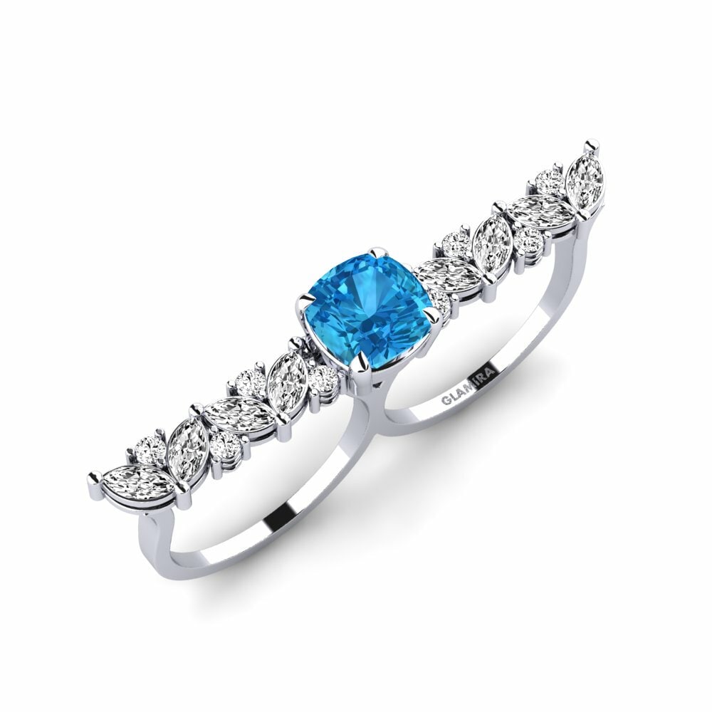9k White Gold Blue Topaz Ring Aletsch
