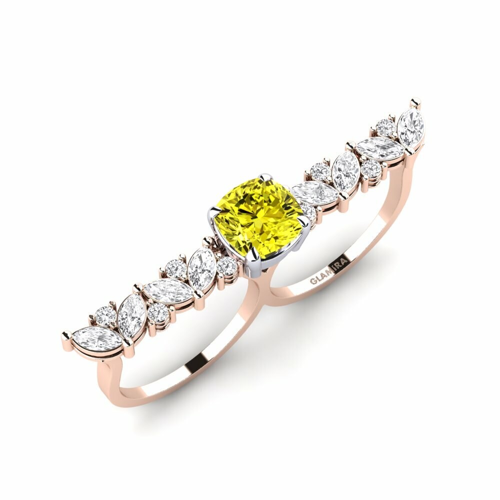 18k Rose & White Gold Yellow Diamond Ring Aletsch