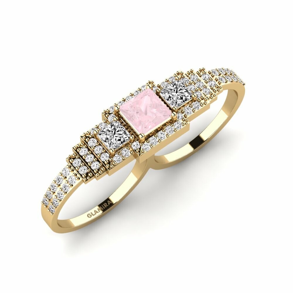 Or Jaune 18k Quartz Rose Bague Aliran