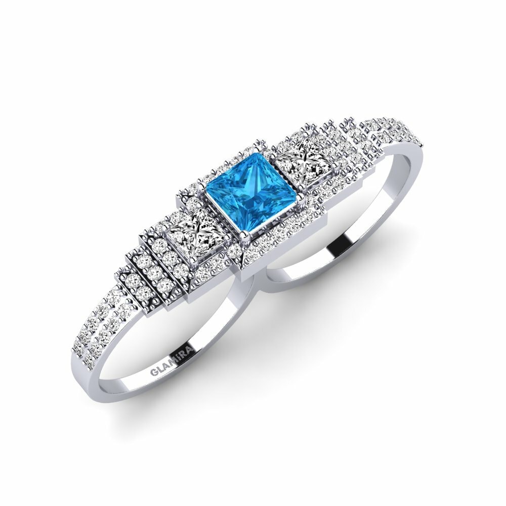 9k White Gold Blue Topaz Ring Aliran