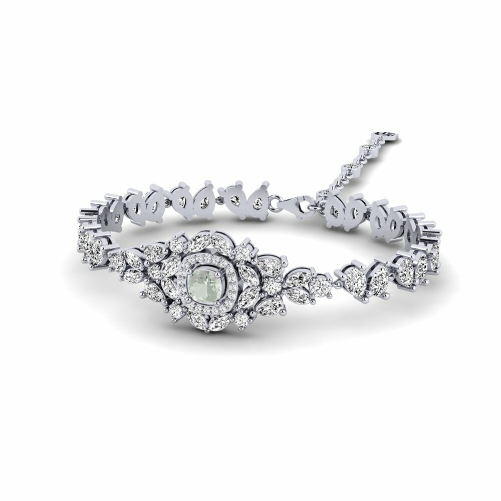 950 Platinum Green Amethyst Women's Bracelet Alnair