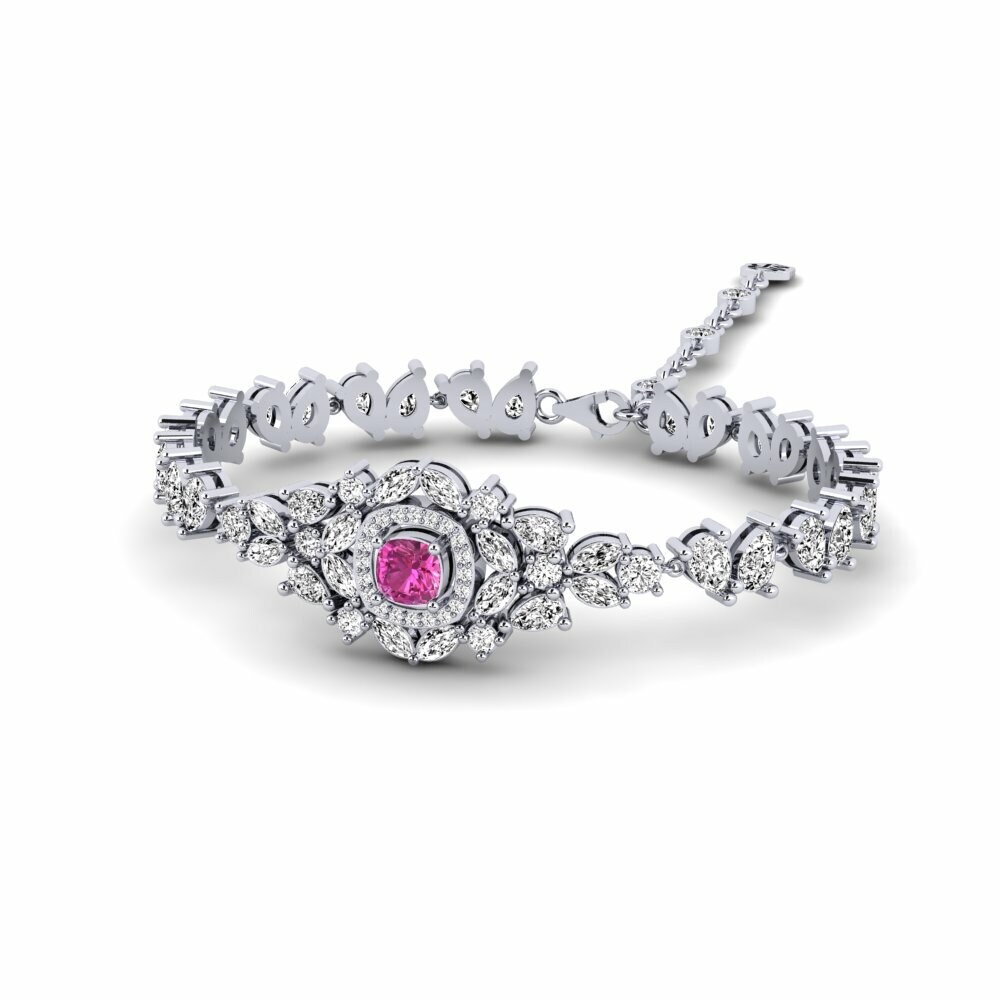 950 Platinum Pink Topaz Women's Bracelet Alnair