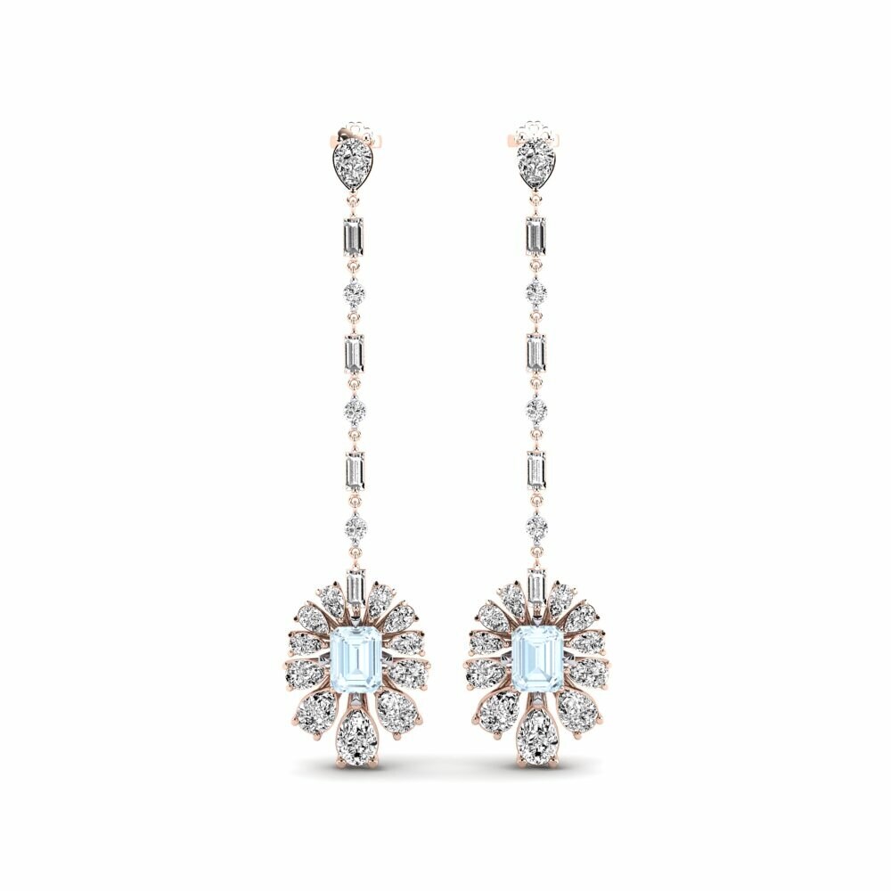 14k Rose & White Gold Aquamarine Women's Earring Amataba