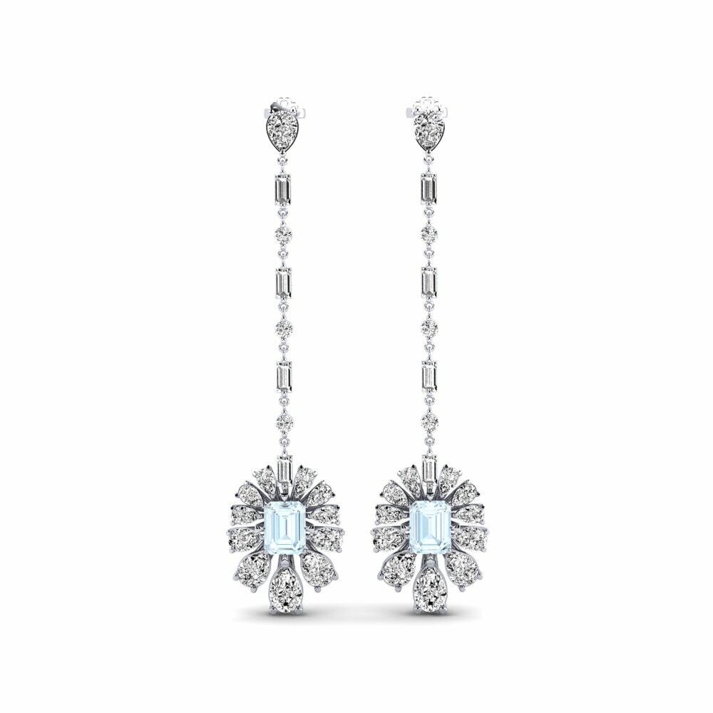 9k White Gold Aquamarine Women's Earring Amataba