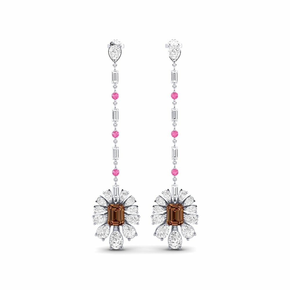 9k White Gold Brown Diamond Women's Earring Amataba