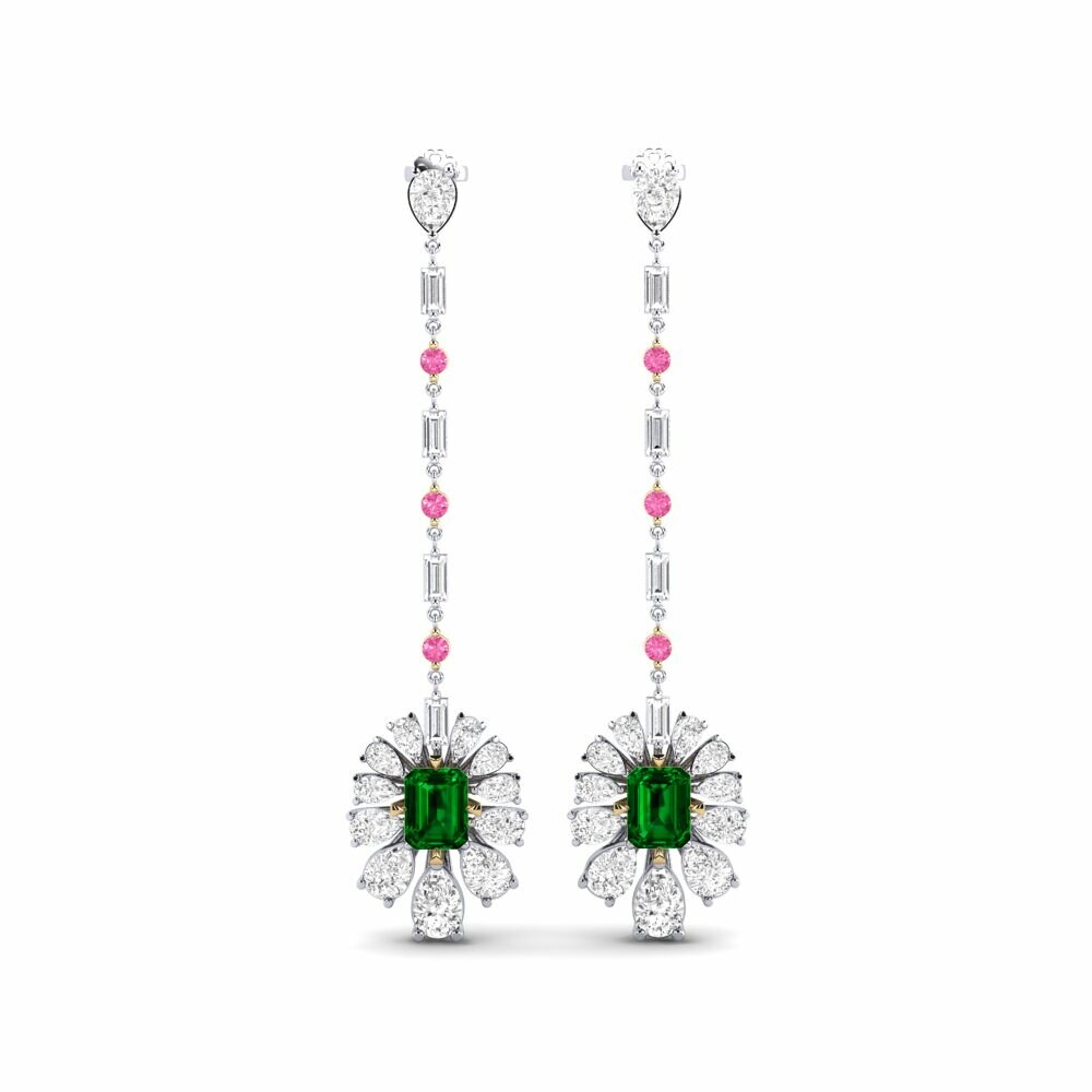 14k White & Yellow Gold Green Zirconia Women's Earring Amataba