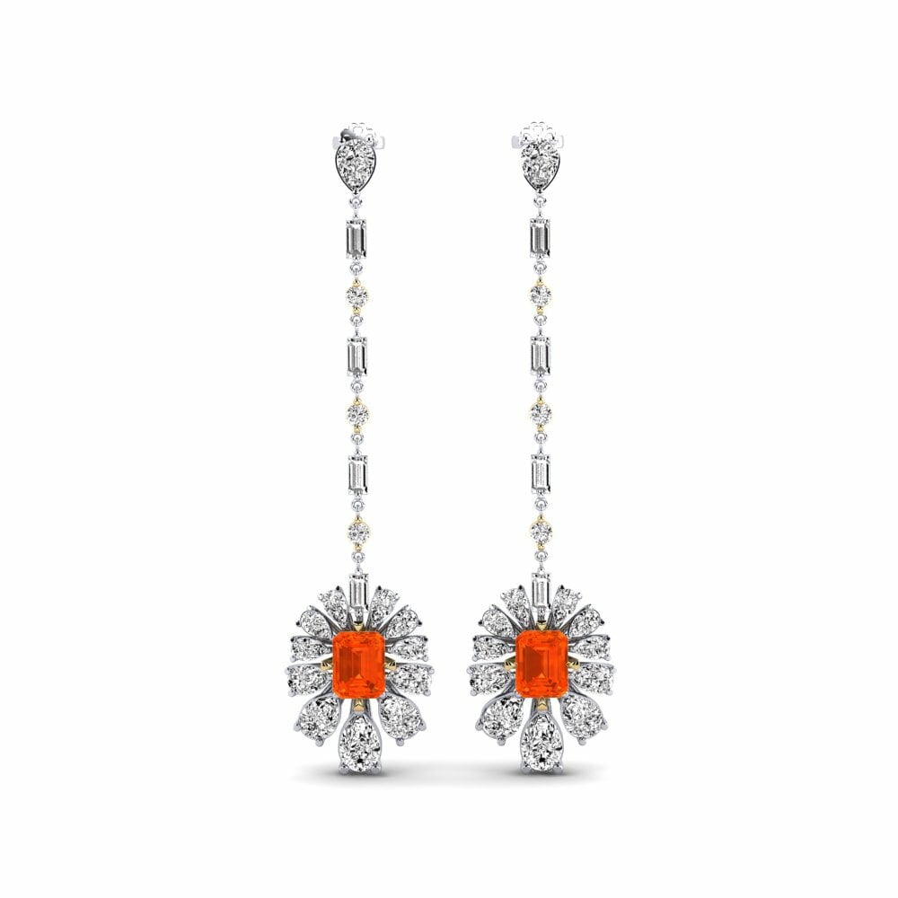 14k White & Yellow Gold Fire-Opal Women's Earring Amataba
