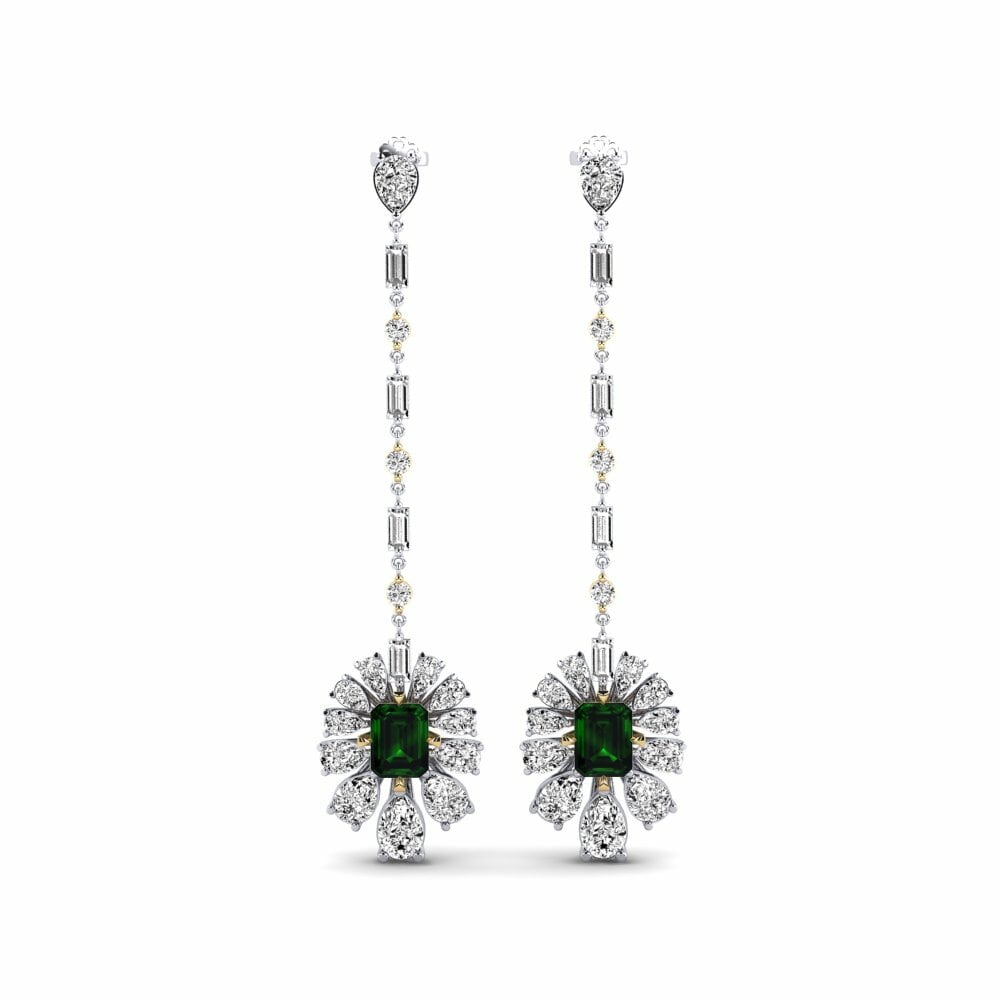14k White & Yellow Gold Green Tourmaline Women's Earring Amataba