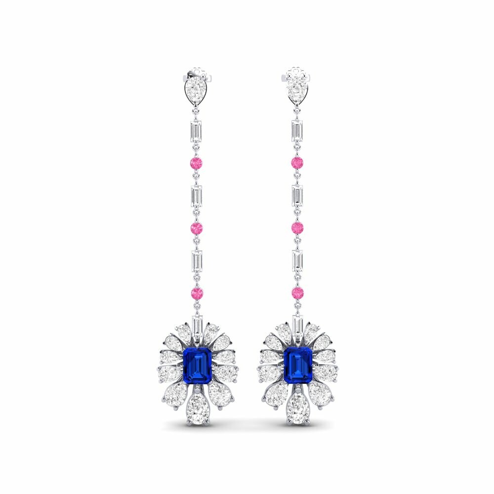 9k White Gold Sapphire (Lab Created) Women's Earring Amataba