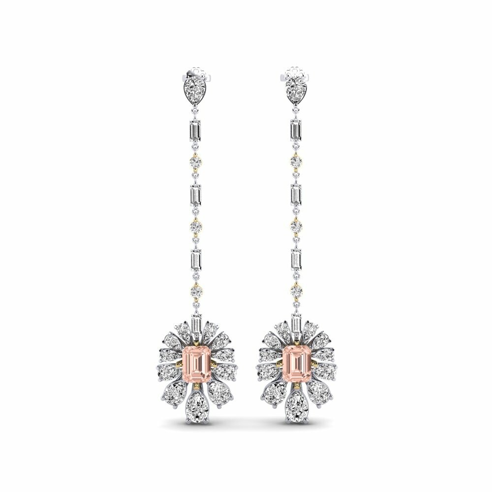 14k White & Yellow Gold Morganite Women's Earring Amataba