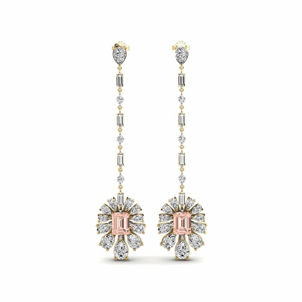 14k Yellow & White Gold Morganite Women's Earring Amataba