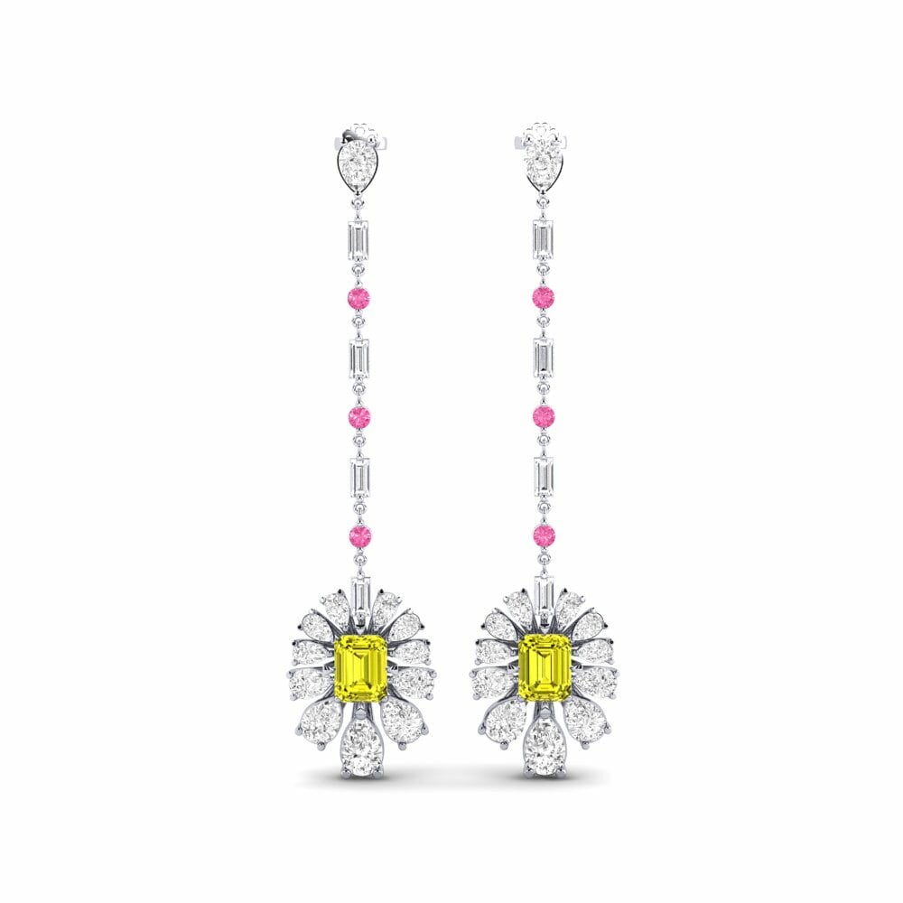 9k White Gold Yellow Diamond Women's Earring Amataba