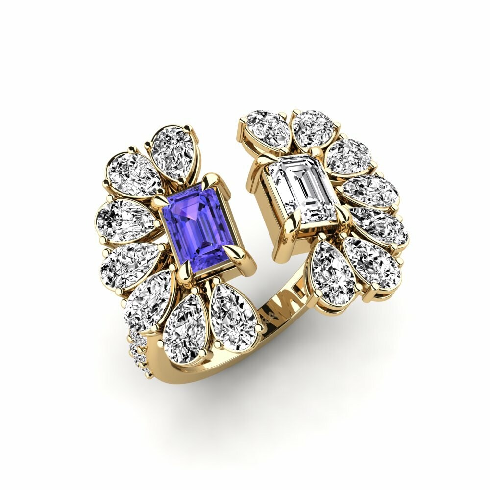 Or Jaune 18k Tanzanite Bague Ambaliya