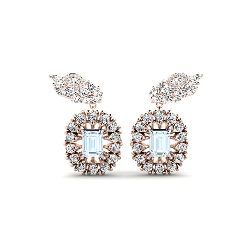 14k Rose & White Gold Aquamarine Women's Earring Banjir