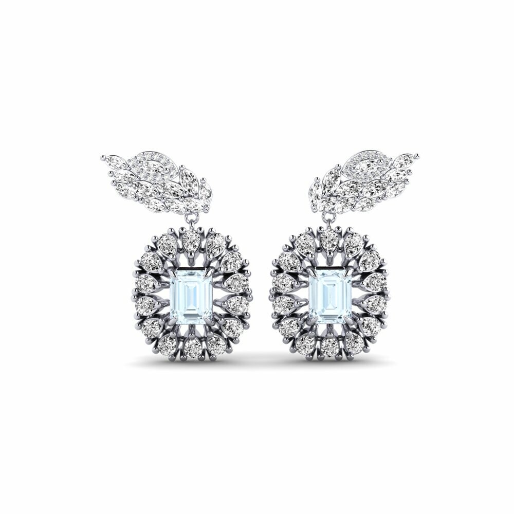 9k White Gold Aquamarine Women's Earring Banjir