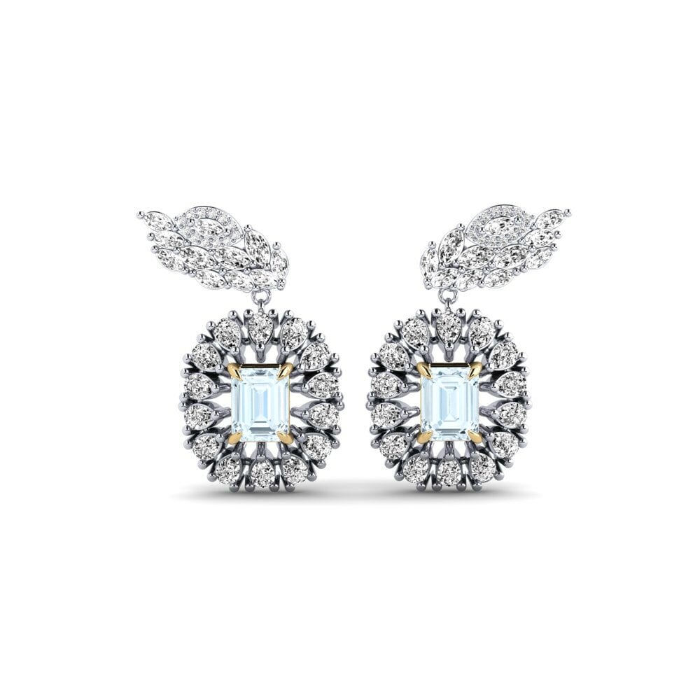 14k White & Yellow Gold Aquamarine Women's Earring Banjir