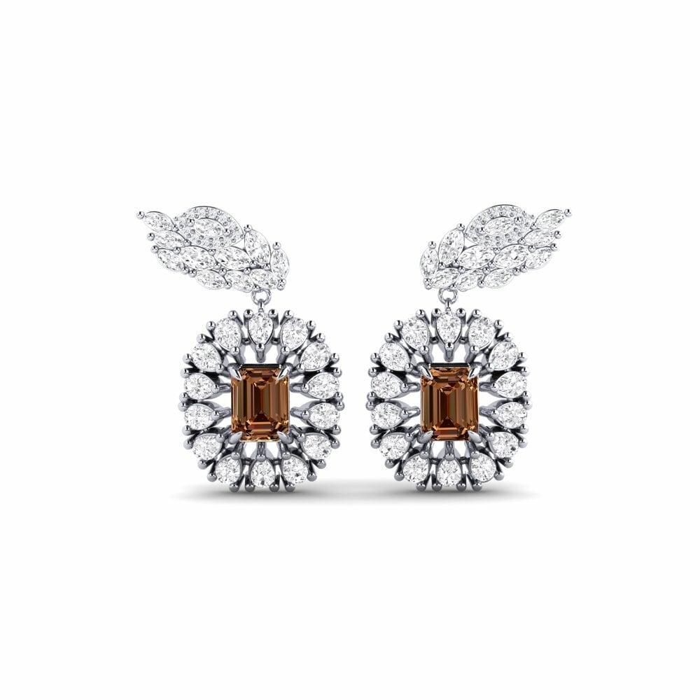9k White Gold Brown Diamond Women's Earring Banjir