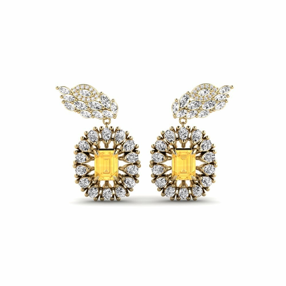 14k Yellow Gold Citrine Women's Earring Banjir