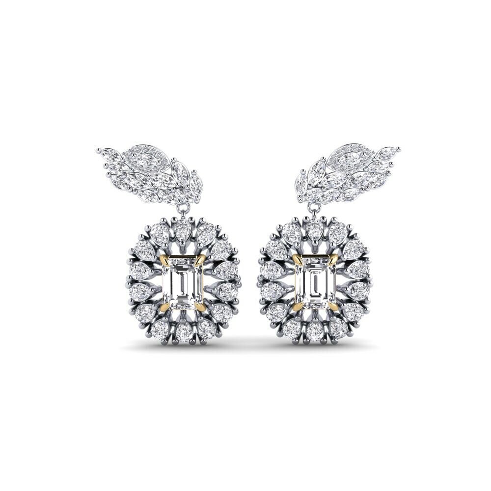14k White & Yellow Gold Diamond Women's Earring Banjir
