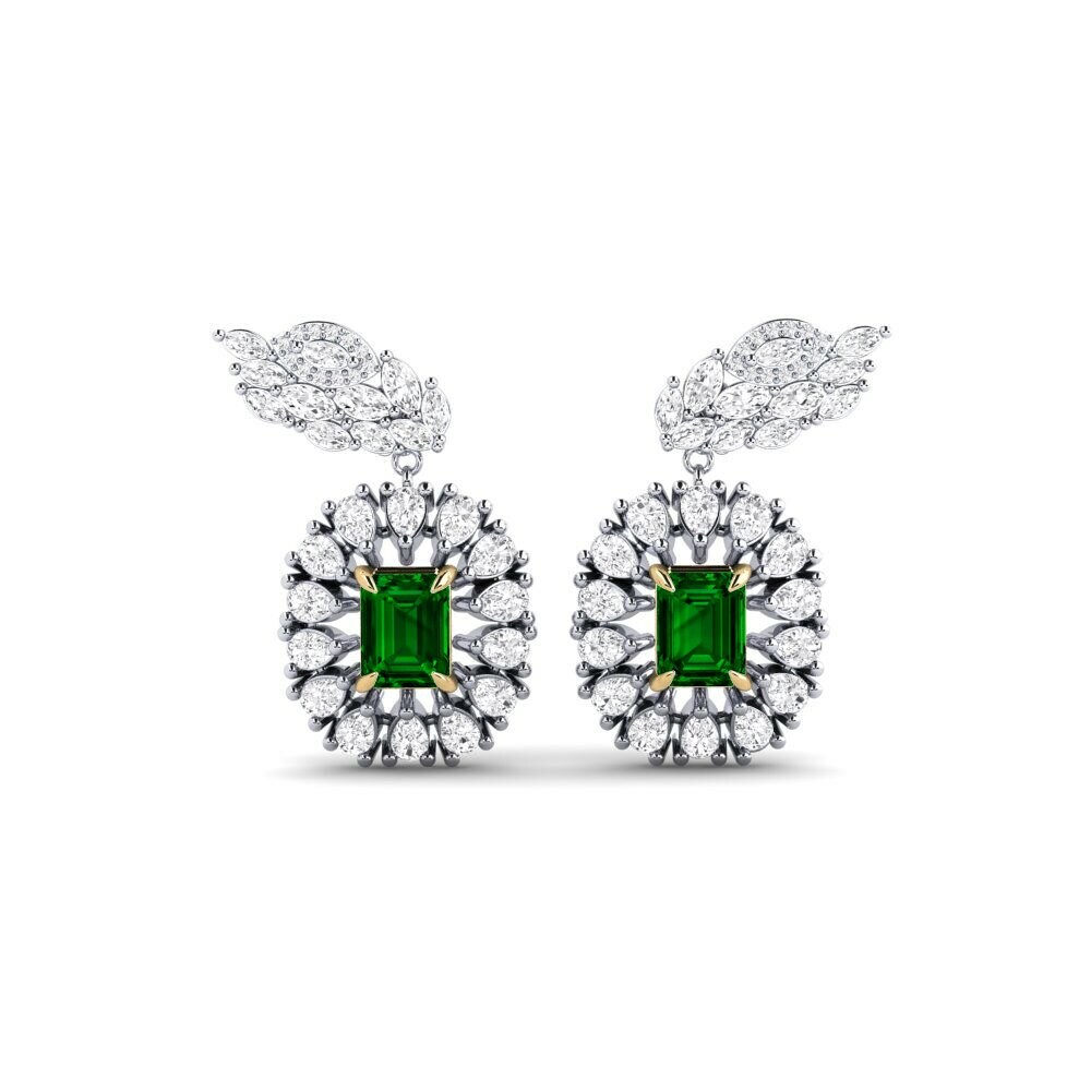 14k White & Yellow Gold Green Zirconia Women's Earring Banjir