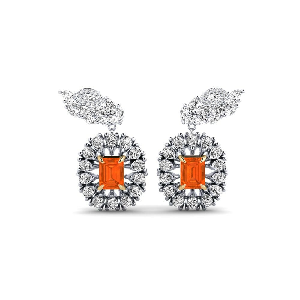 14k White & Yellow Gold Fire-Opal Women's Earring Banjir